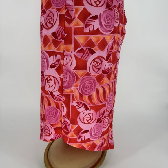 Passport Vintage Y2K Rose Floral Midi Dress Red Pink Orange Spaghetti Strap Med - Picture 7 of 10